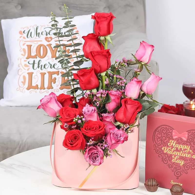 Elegance 19 Roses Box and Valentine Chocolates By Sweecho - Chocolates gift from Buy Any Flowers Dubai in Al Quoz Industrial Area 4, Dubai, UAE - image 3
