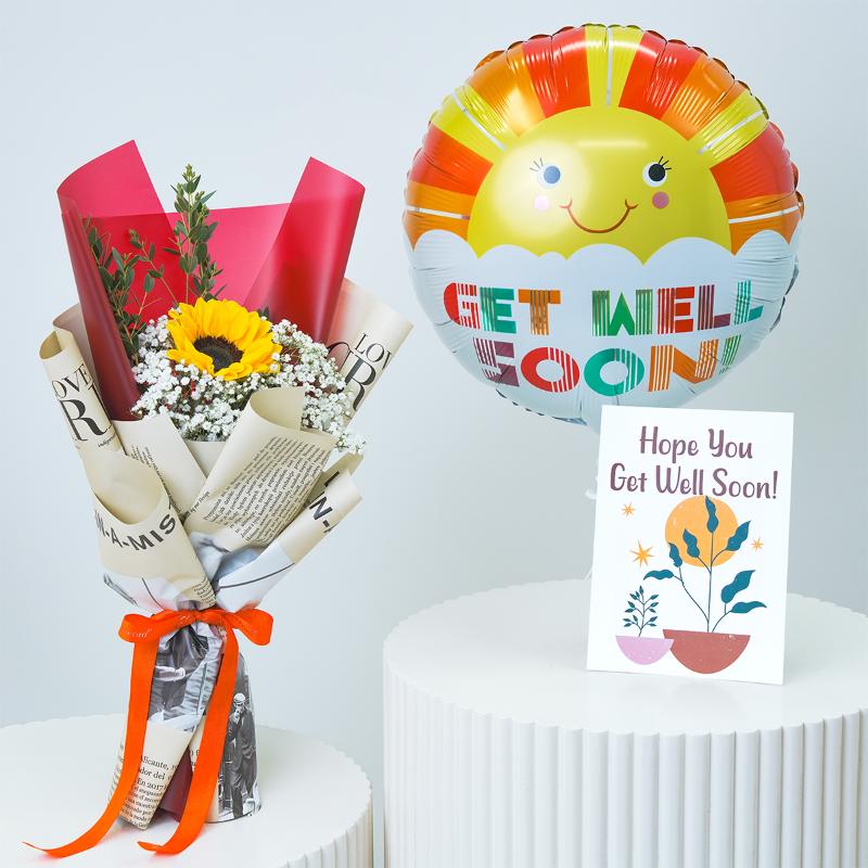 Sunflower Get Well Soon Bundle - Gift Sets gift from Buy Any Flowers Dubai in Al Quoz Industrial Area 4, Dubai, UAE