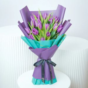 Purple Beauty 21 Tulips Bouquet 1