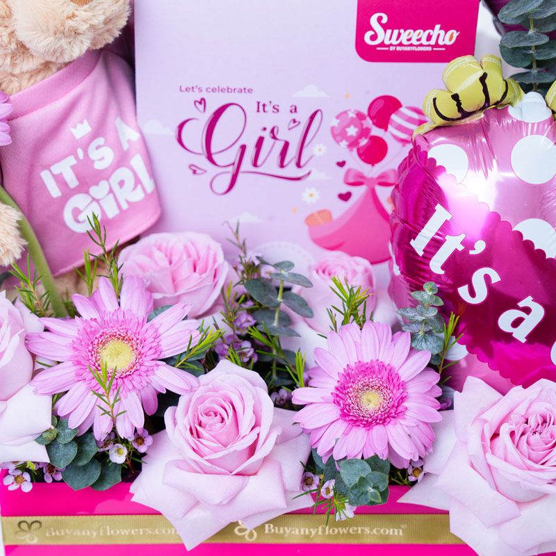 Welcome Baby Girl Flower Hamper - Flowers gift from Buy Any Flowers Dubai in Al Quoz Industrial Area 4, Dubai, UAE - image 3