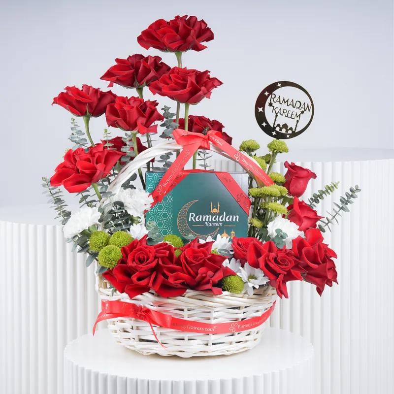 Ramadan Red Rose Basket - Gifts gift from Buy Any Flowers Dubai in Al Quoz Industrial Area 4, Dubai, UAE