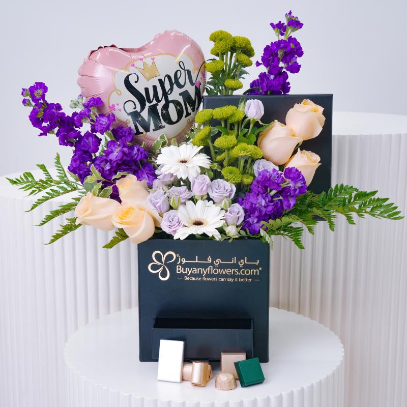 Super Mom Flower Box - Flowers gift from Buy Any Flowers Dubai in Al Quoz Industrial Area 4, Dubai, UAE