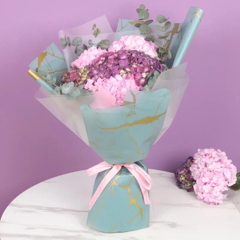 5 Pink and Purple Hydrangea Bouquet - Flowers gift from Buy Any Flowers Dubai in Al Quoz Industrial Area 4, Dubai, UAE