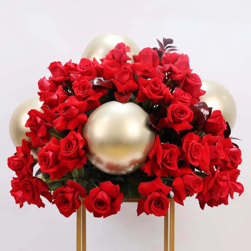 Golden Romance 75 Red Roses Flower Stand thumbnail 2