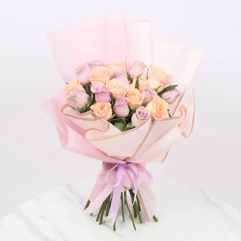 Subtle 21 Peach and Purple Roses Bouquet - Flowers gift from Buy Any Flowers Dubai in Al Quoz Industrial Area 4, Dubai, UAE