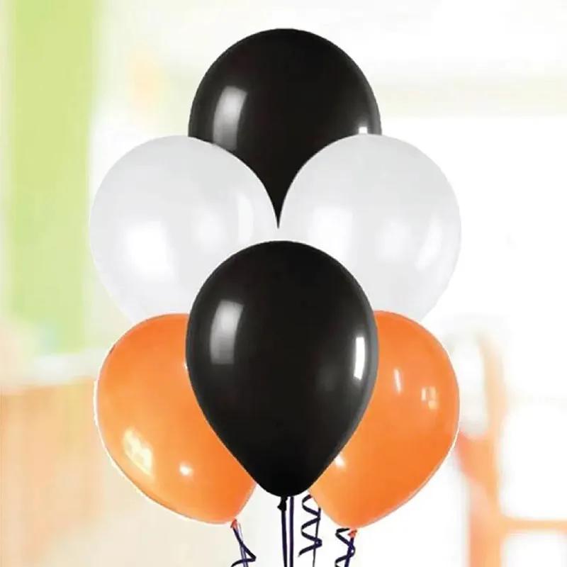Black White N Orange Helium Balloons 10 Pcs thumbnail 2