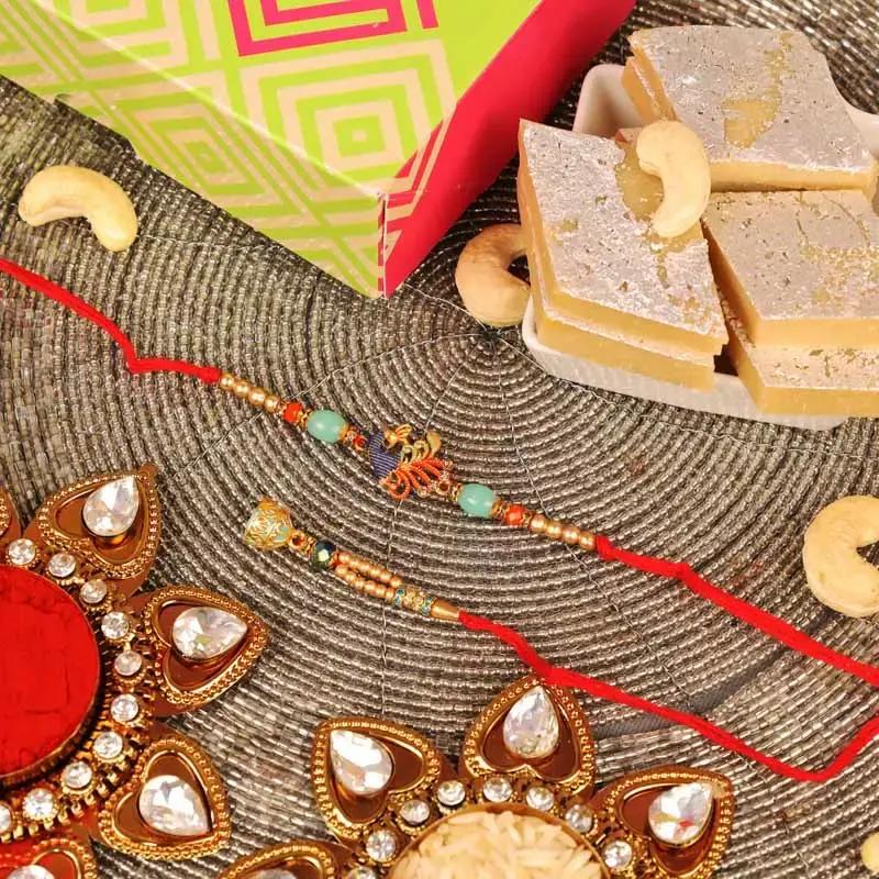 Bhaiya Bhabhi Rakhi and Kaju Katli - Gifts gift from Buy Any Flowers Dubai in Al Quoz Industrial Area 4, Dubai, UAE
