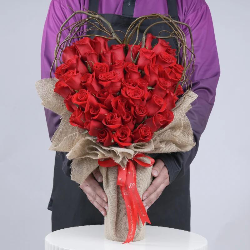 Heart 45 Red Roses Arrangement With Chocolate - Gift Sets gift from Buy Any Flowers Dubai in Al Quoz Industrial Area 4, Dubai, UAE - image 3