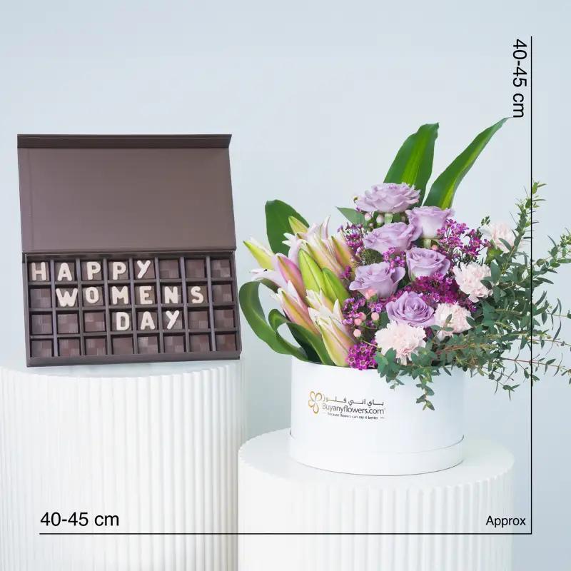 Lilac Blush Flower Box With Chocolate - Gift Sets gift from Buy Any Flowers Dubai in Al Quoz Industrial Area 4, Dubai, UAE - image 3