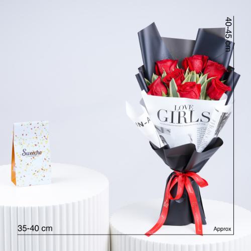 Beauty 7 Red Roses Bouquet With Chocolate - Gift Sets gift from Buy Any Flowers Dubai in Al Quoz Industrial Area 4, Dubai, UAE - image 4