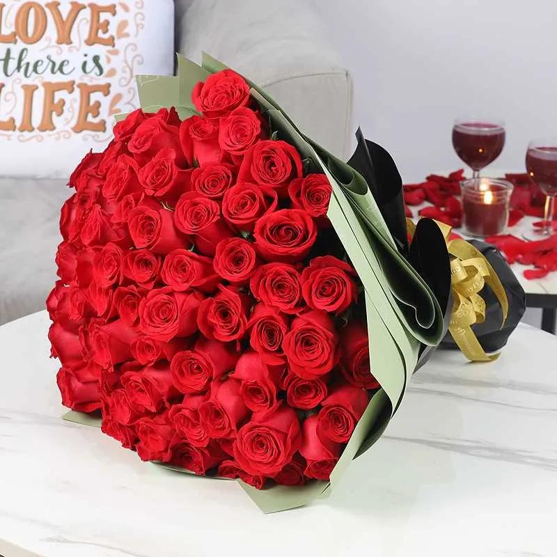 With Love 75 Red Roses Bouquet thumbnail 4