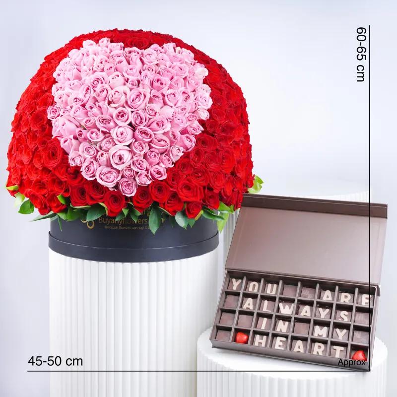 My Heart 501 Red and Pink Roses Box with Chocolates - Gift Sets gift from Buy Any Flowers Dubai in Al Quoz Industrial Area 4, Dubai, UAE - image 3
