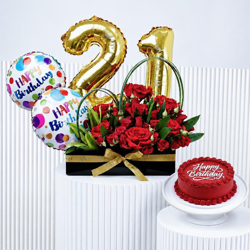 Customize Romantic Birthday Flower and Cake Combo - Gift Sets gift from Buy Any Flowers Dubai in Al Quoz Industrial Area 4, Dubai, UAE
