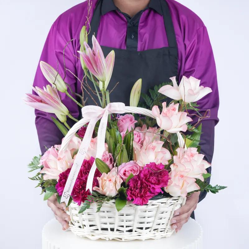 Radiant Grace Flower Basket - Flowers gift from Buy Any Flowers Dubai in Al Quoz Industrial Area 4, Dubai, UAE - image 3