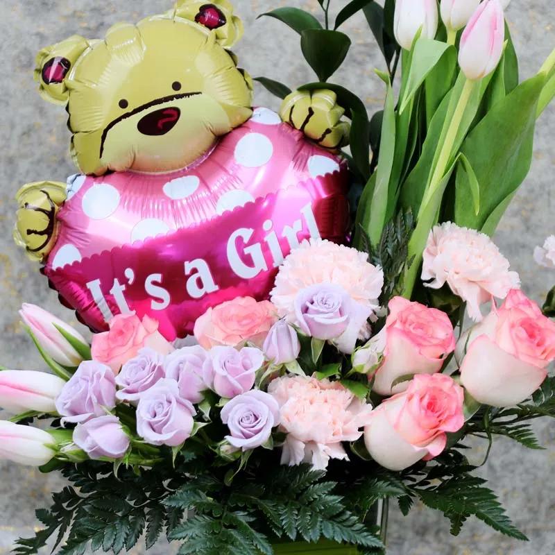 Welcome Its a Girl Balloon and Flower Vase thumbnail 3