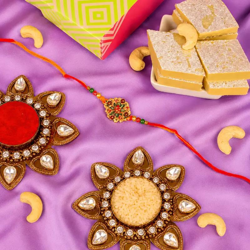 Designer Colorful Rakhi and Kaju Katli in Dubai