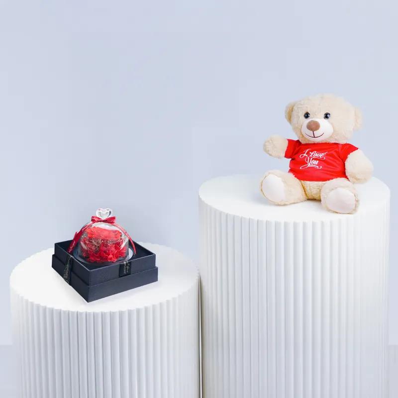 Designer Red Preserved Rose and I Love You Teddy in Dubai