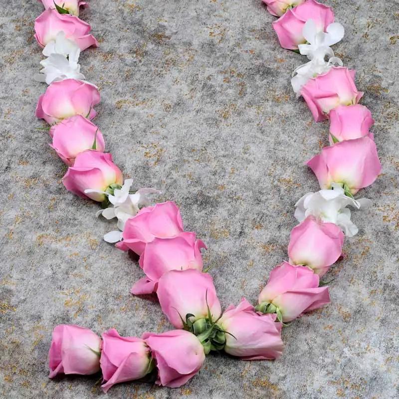 Pink Roses and White Orchid Garland thumbnail 2