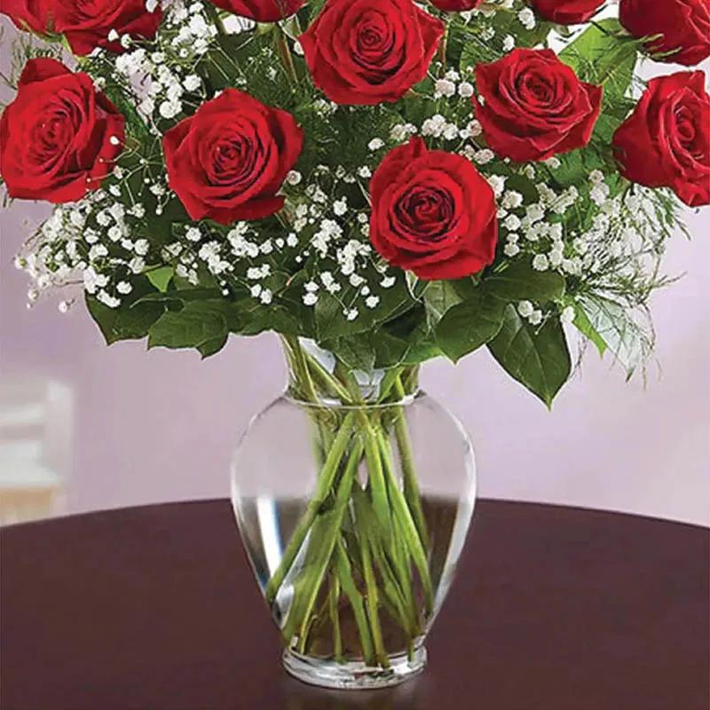 Elegant 20 Red Roses In Vase thumbnail 3