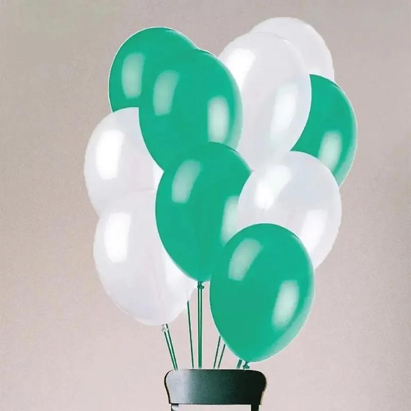 White and Green Helium Balloons 10 Pcs thumbnail 2