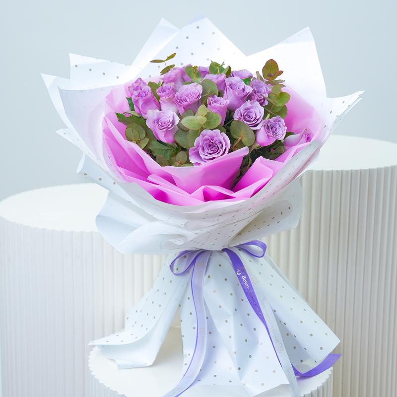 Love For 21 Purple Roses Bouquet - Flowers gift from Buy Any Flowers Dubai in Al Quoz Industrial Area 4, Dubai, UAE