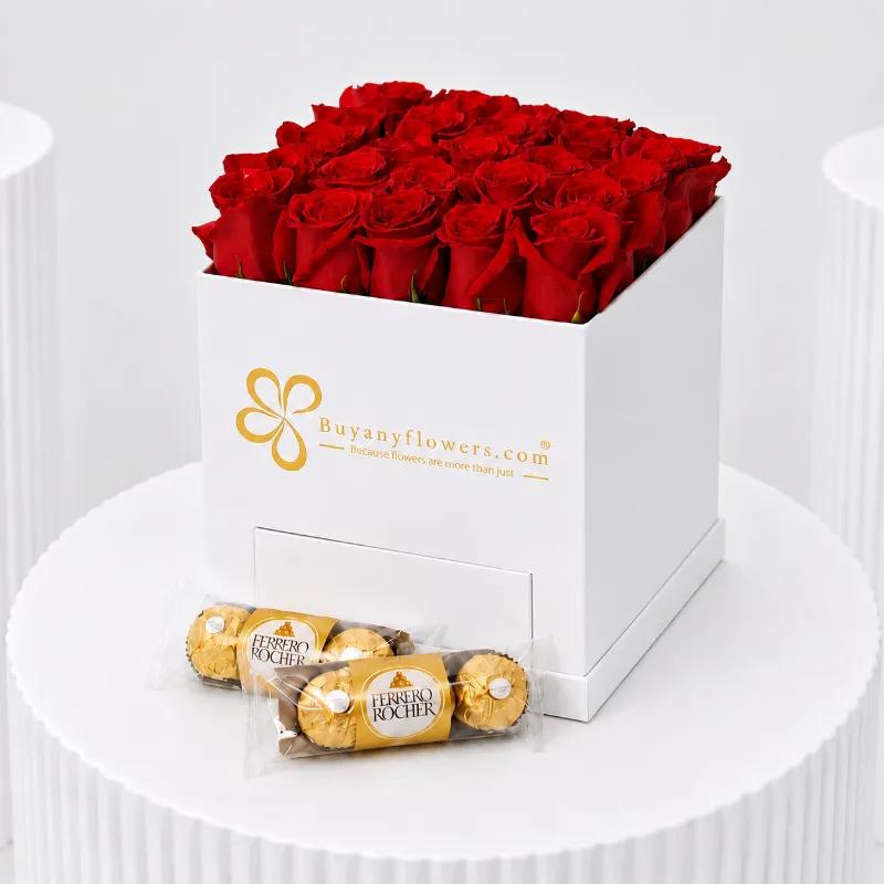 White Box of Love 25 Red Roses - Flowers gift from Buy Any Flowers Dubai in Al Quoz Industrial Area 4, Dubai, UAE
