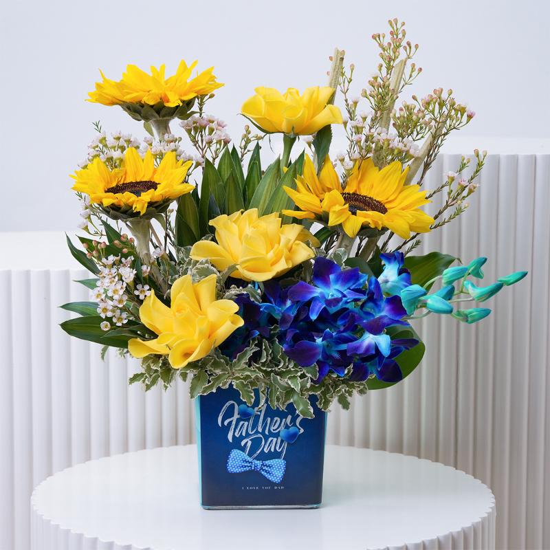 Sunny Fathers Day Flower Arrangement - Flowers gift from Buy Any Flowers Dubai in Al Quoz Industrial Area 4, Dubai, UAE