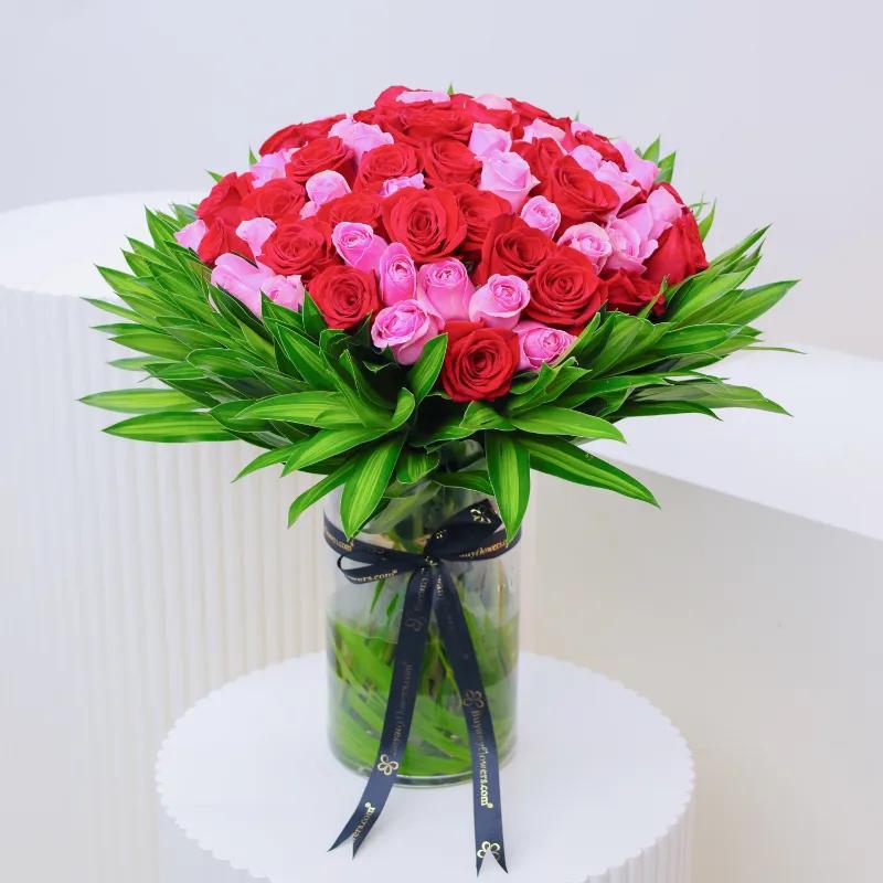 Pure Love 75 Roses in Vase - Flowers gift from Buy Any Flowers Dubai in Al Quoz Industrial Area 4, Dubai, UAE
