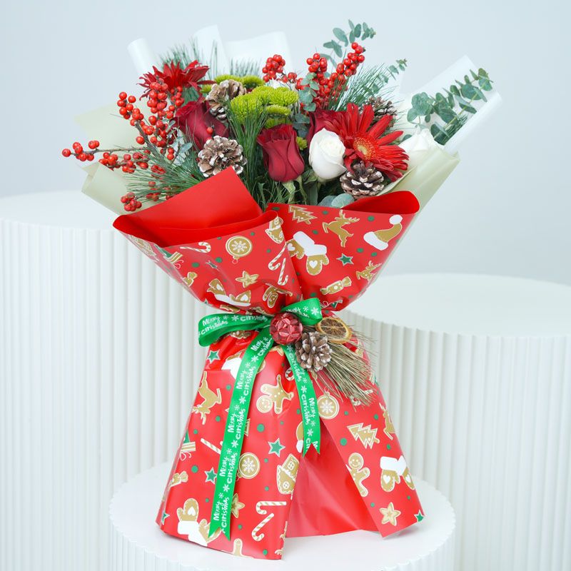 Christmas Wishes Flower Bouquet - Flowers gift from Buy Any Flowers Dubai in Al Quoz Industrial Area 4, Dubai, UAE
