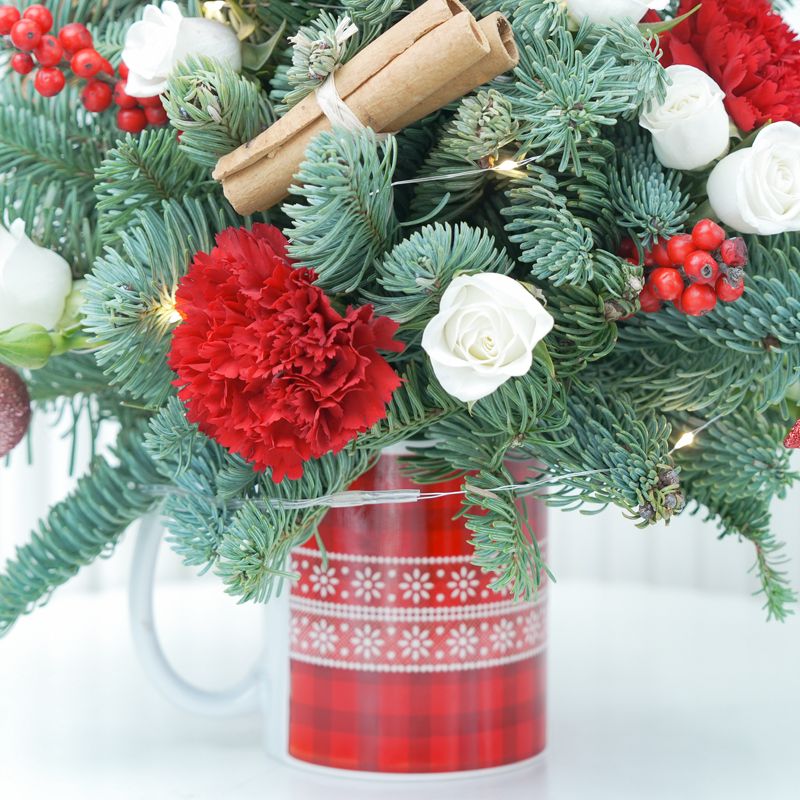 Christmas Tree Shape Arrangement in Mug - Flowers gift from Buy Any Flowers Dubai in Al Quoz Industrial Area 4, Dubai, UAE - image 3