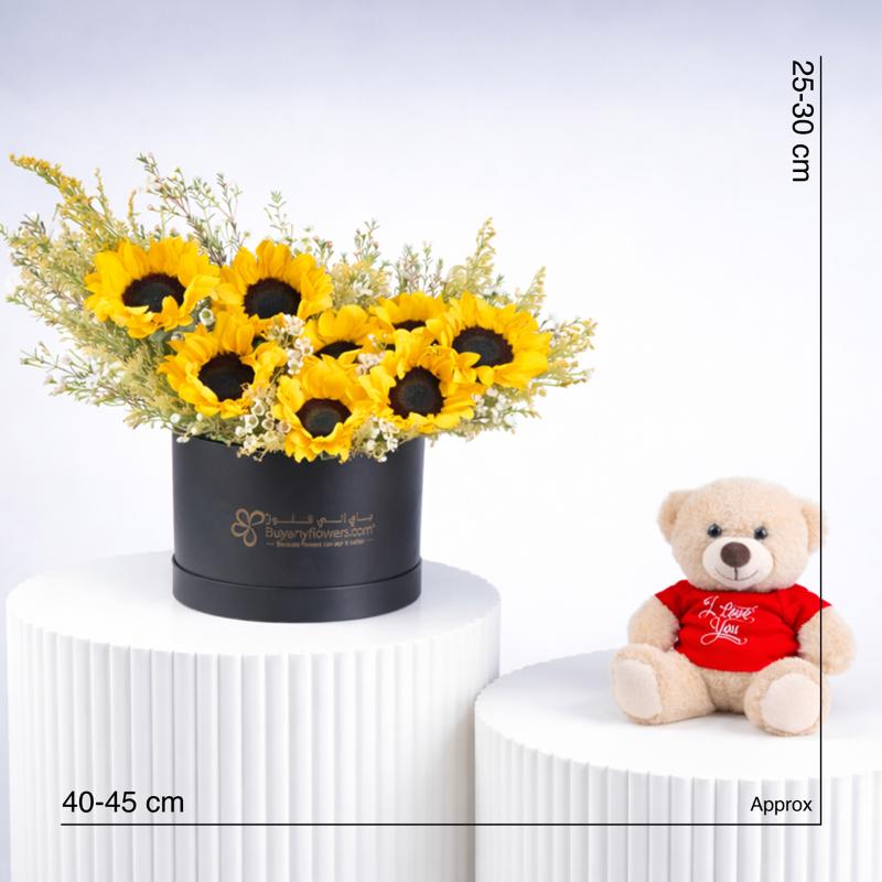 Sunflare Blooming Box and Teddy - Gift Sets gift from Buy Any Flowers Dubai in Al Quoz Industrial Area 4, Dubai, UAE - image 4