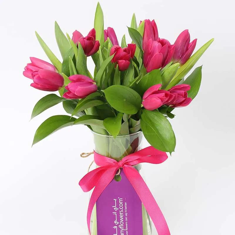 Ruby 11 Dark Pink Tulips - Flowers gift from Buy Any Flowers Dubai in Al Quoz Industrial Area 4, Dubai, UAE - image 2