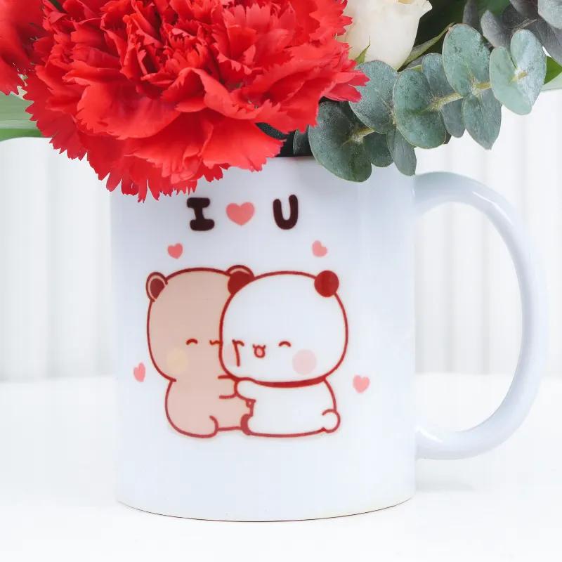 Thought 7 Carnation and Roses in Mug - Flowers gift from Buy Any Flowers Dubai in Al Quoz Industrial Area 4, Dubai, UAE - image 4