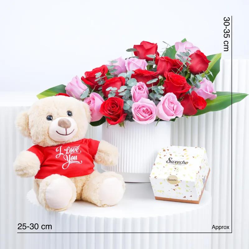 Blush Red and Pink Roses Arrangement Trio - Gift Sets gift from Buy Any Flowers Dubai in Al Quoz Industrial Area 4, Dubai, UAE - image 4