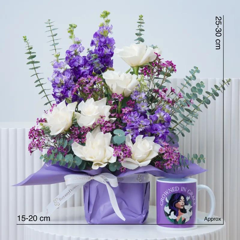 Purple Bloom Vase With Mug - Gift Sets gift from Buy Any Flowers Dubai in Al Quoz Industrial Area 4, Dubai, UAE - image 4
