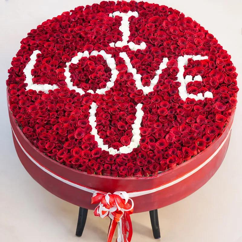 Valentine 801 Grand Love Round Arrangement - Flowers gift from Buy Any Flowers Dubai in Al Quoz Industrial Area 4, Dubai, UAE