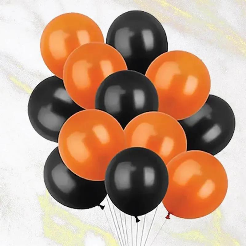 Black and Orange Helium Balloons 12 Pcs thumbnail 2
