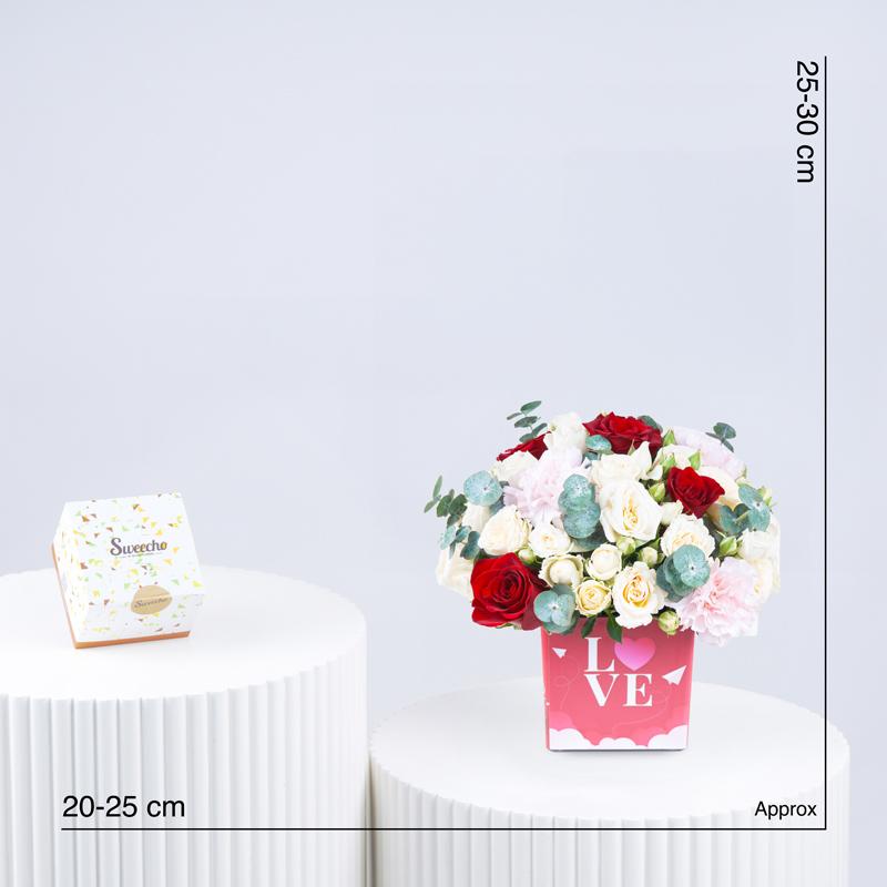Flower Arrangement For Valentine With Chocolate - Gift Sets gift from Buy Any Flowers Dubai in Al Quoz Industrial Area 4, Dubai, UAE - image 3