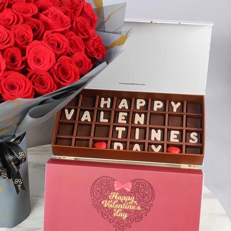 Love Story Bouquet and Happy Valentines Day Chocolates thumbnail 2