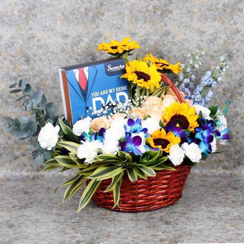 May Hero Flowers Basket and Chocolates thumbnail 2