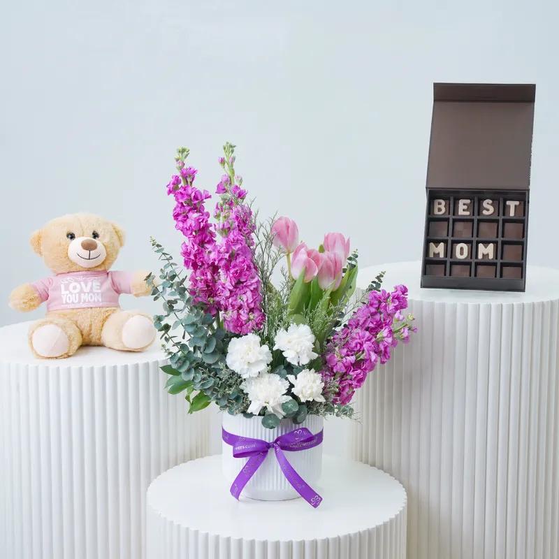 Pastel Bloom Ceramic Arrangement Trio - Gift Sets gift from Buy Any Flowers Dubai in Al Quoz Industrial Area 4, Dubai, UAE
