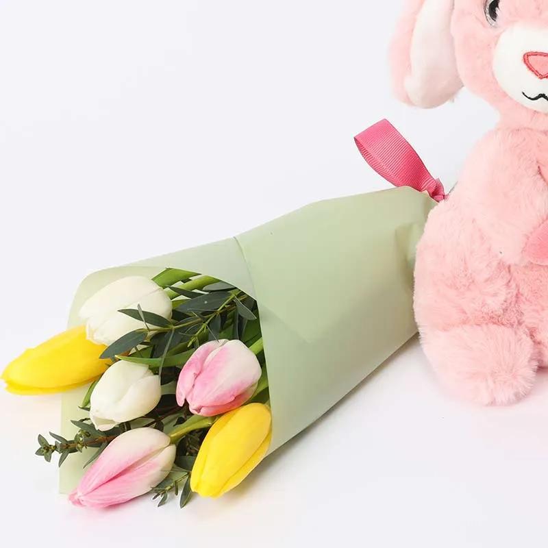Natures Bulb and Pink Bunny Soft Toy - Gift Sets gift from Buy Any Flowers Dubai in Al Quoz Industrial Area 4, Dubai, UAE - image 3