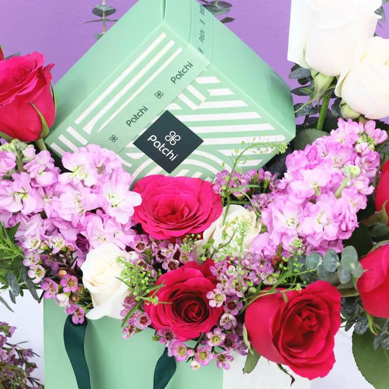 Peach and Dark Pink Patchi Floral Arrangement thumbnail 3