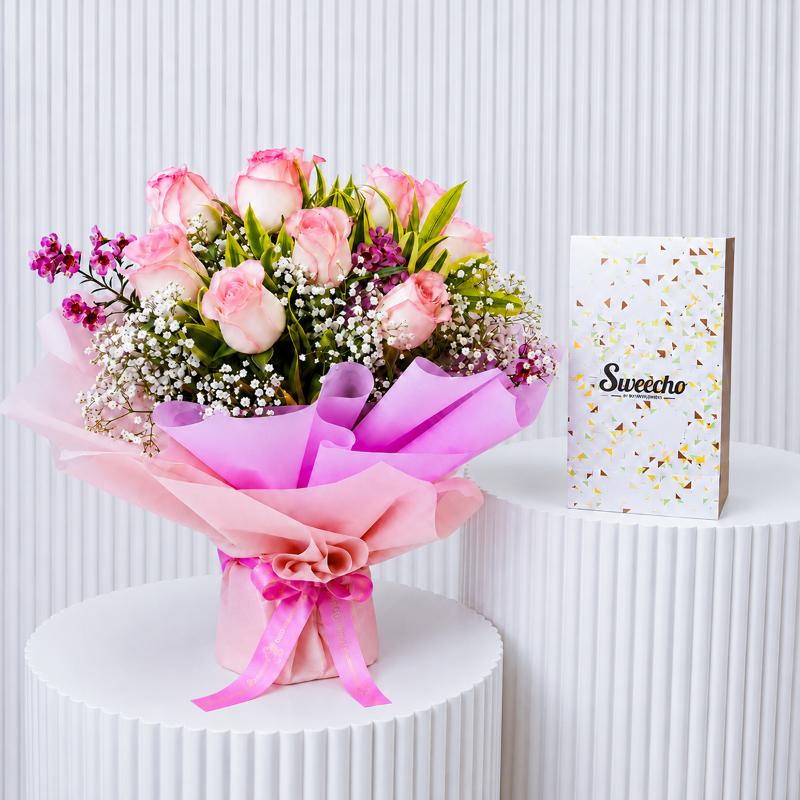 Dual Beauty Roses and Chocolates - Gift Sets gift from Buy Any Flowers Dubai in Al Quoz Industrial Area 4, Dubai, UAE