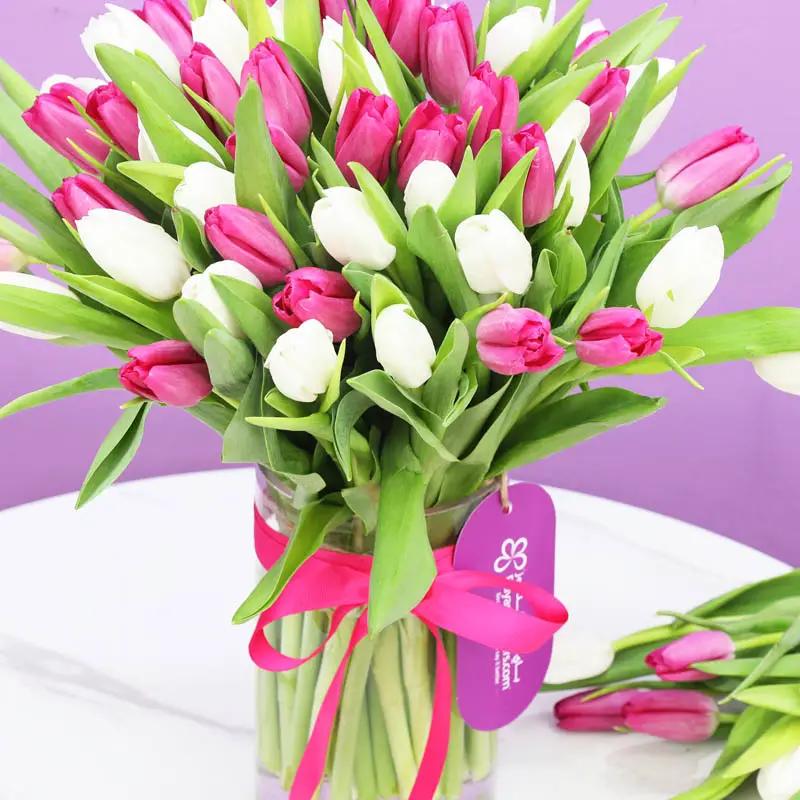 Charm 51 Tulips Vase - Flowers gift from Buy Any Flowers Dubai in Al Quoz Industrial Area 4, Dubai, UAE - image 2