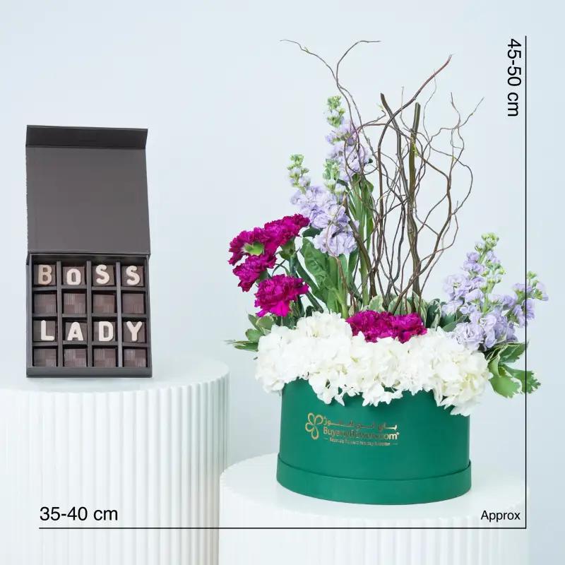 Royal Violet Bloom Box With Chocolate - Gift Sets gift from Buy Any Flowers Dubai in Al Quoz Industrial Area 4, Dubai, UAE - image 3