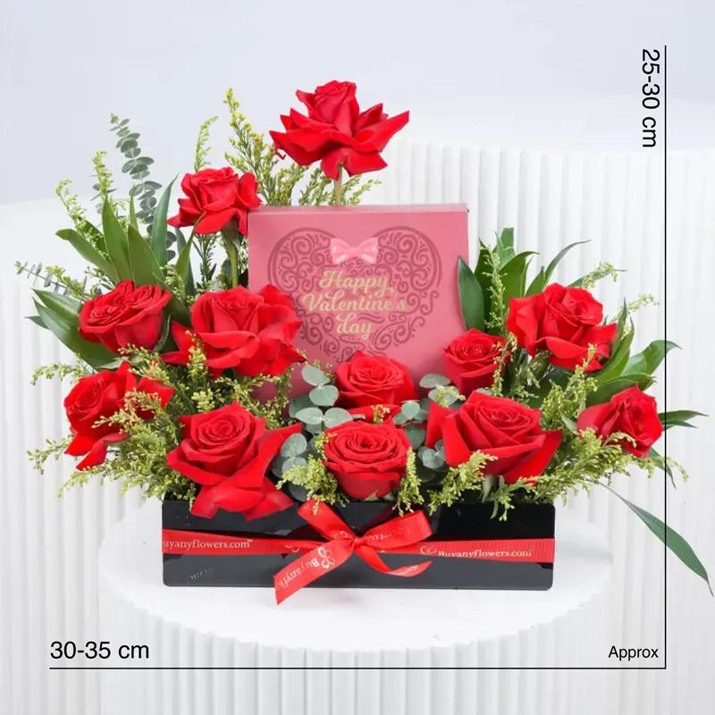 Valentine Red Roses and Chocolate Arrangement - Gift Sets gift from Buy Any Flowers Dubai in Al Quoz Industrial Area 4, Dubai, UAE - image 4