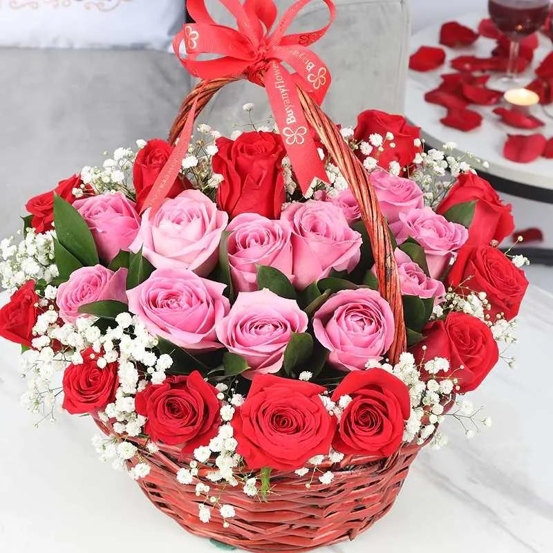 Pure Heart 25 Roses Basket thumbnail 2