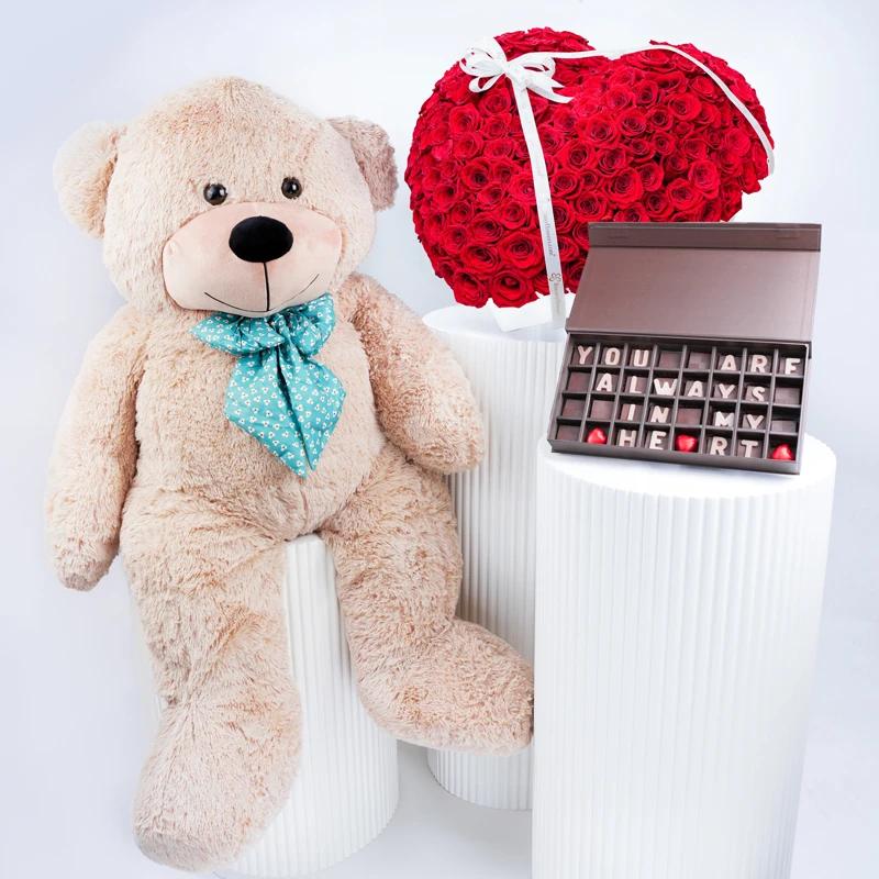 Eternal Love 201 Red Roses 3D Heart Arrangement With Trio - Gift Sets gift from Buy Any Flowers Dubai in Al Quoz Industrial Area 4, Dubai, UAE