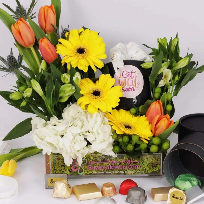 Get Well Soon Floral and Chocolate Arrangement - Chocolates gift from Buy Any Flowers Dubai in Al Quoz Industrial Area 4, Dubai, UAE - image 2